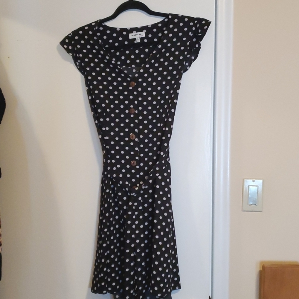 Black & white polka dot Monteau dress size Medium